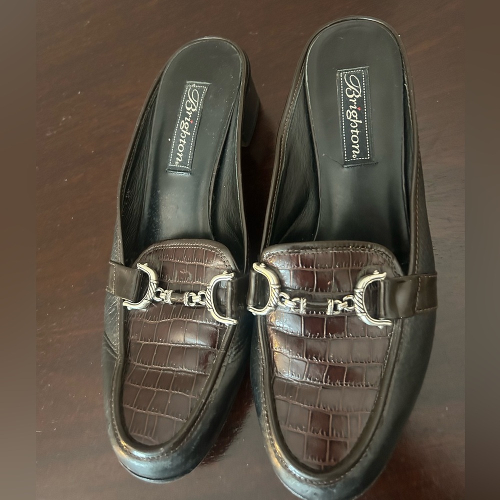 Vintage Brighton Austen Croc-Embossed Mules